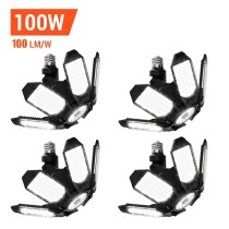 4-Pack Adiding Rotatable LED Garage Light, 100 Watts,10000 Lumens, 6500K Daylight, Deformable 6+1 Panels, LED Shop Lights