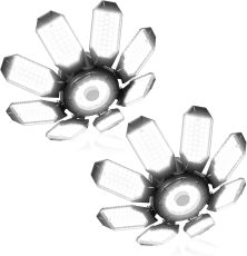 LED Garage Ceiling Lights 2 Pack w/ 8 Adjustable Panels, Super Bright Deformable Basement Light Bulb Fixture Screw in E26 Socket Base for Indoor Shop, Workshop, Attic, Barn, Home Gym, Bay