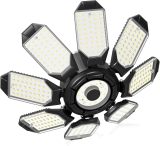 LED Garage Ceiling Lights 14000Lm w/ 8 Adjustable Panels, Super Bright Deformable Basement Light Bulb Fixture Screw in E26 Bulbs Socket for Indoor Shop, Workshop, Attic, Barn, Bay, Home Gym