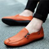 2019 casual men designer shoes solid Light Comfortable Flat Shoes zipper Loafers leather Footwear sneakers mocassin homme D61