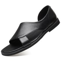 Genuine Leather Sandals Men Summer Flats Shoes Black 2021 Design Leather Summer Sandals for Men Comfortable Beach Shoes