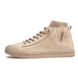 Men's Korean Version of The Trend of Wild New Mid-cut Woolen Mouth Baotou Casual Shoes Sneakers Sand Color Casual Flats *