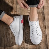 Classic White Men's Casual Board Shoes Flat Casual Shoes Spring Cowhide Large Size 44 45 Male Sneakers Zapatos Para Hombre *