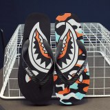 Summer Men's Street Style Flip-flops Sandals Shark Camouflage Printing Personalized Indoor Beach pool Slippers 38-45 Large Size