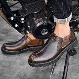 Autumn Chelsea Boots Men Fashion Casual Men Shoes British Male Ankle Boots Comfortable Waterproof Flat Shoes Mr Co New Slip-on