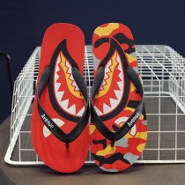 Summer Men's Street Style Flip-flops Sandals Shark Camouflage Printing Personalized Indoor Beach pool Slippers 38-45 Large Size
