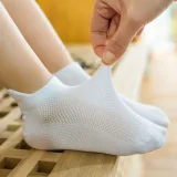 Socks Summer Thin Pure Cotton Boat Socks White Socks Boys and Girls Student Socks Baby Mesh Short Socks