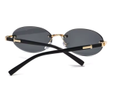 Popular Women Men Shades Oval Sun Glasses For Female Male Summer Traveling UV400 Rimless Sunglasses Round Fashion