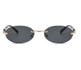 Popular Women Men Shades Oval Sun Glasses For Female Male Summer Traveling UV400 Rimless Sunglasses Round Fashion