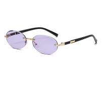 Popular Women Men Shades Oval Sun Glasses For Female Male Summer Traveling UV400 Rimless Sunglasses Round Fashion