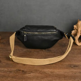 Genuine Leather Waist Bag for Running Fashion Cowskin Men's Chest Bag Waist Bag Single Shoulder Backpack Male Chest Pack Small