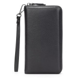 Men's first layer cowhide clutch bag Men's leather long wallet multi-functional causal fashion clutch bag long purse with strap