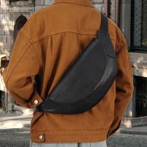 New leather fashion shoulder bag large capacity crossbody bag mens leather bag business male chest bag men's bag cowskin soft