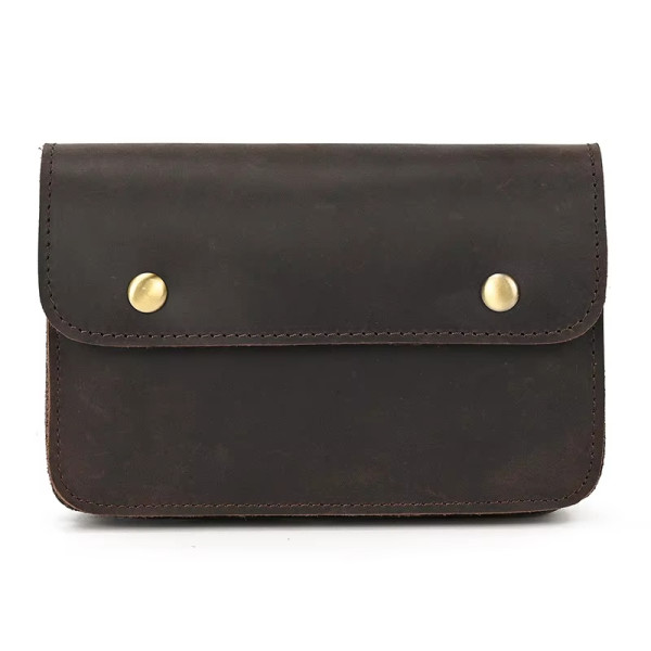Crazy Horse Leather Men's Waist Bag Genuine Leather Phone Pouch On Belt Men Male Wasit Pouch Waist Pack Leather Vintage Style