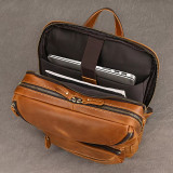 2024 New Fashion Leather Bagpack Bag 14 15.9 Laptop Backpack For Man Male Genuine Leather Men's Travel Bagpack Crazy Horse Skin
