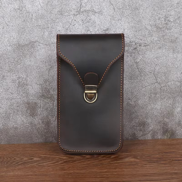 Men Leather Waist Bag For Mobile Phone Genuine Leather Waist Pouch Clip On Belt Leather Holster for Phone 6 Inch BELT BAG Male