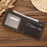 Slim Wallets Man Genuine Leather Bifld Card Holder Small Bsuiness Short Purse Vintage Fashion Dropshipping Male Wallets Thin
