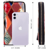 Women's Cowhide Clutch Bag Genuine Leather Long Wallet Patchwork Ethnic Style Lady Leather Purse Wallet Patent Female Clutches