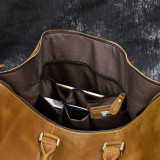Men Vintage Crazy Horse Leather Travel Bag Big Real Leather Weekend Bag Zip Around Cow Leather Duffle Bag Hand Luggage Bag