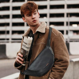 New leather fashion shoulder bag large capacity crossbody bag mens leather bag business male chest bag men's bag cowskin soft