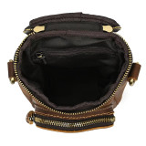 New design men's bag shoulder crossbody bag leather vertical large capacity crazy horse leather mens wasit bag on belt sling bag