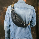Genuine Leather Waist Bag for Running Fashion Cowskin Men's Chest Bag Waist Bag Single Shoulder Backpack Male Chest Pack Small