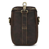 New design men's bag shoulder crossbody bag leather vertical large capacity crazy horse leather mens wasit bag on belt sling bag