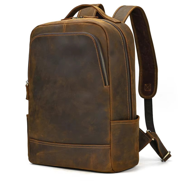 Dropshipping Hot Sale Leather Backpack For Men Male Genuine Leather Laptop Backpack Bag Crazy Horse Leather Male Travel Backpack
