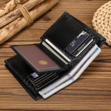 2025 New Style Men's Leather Wallet Real Cowskin Short Purse Dropshipping Popular Style Card Wallet Male Bifold Purse For Cards