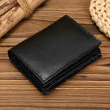 2025 New Style Men's Leather Wallet Real Cowskin Short Purse Dropshipping Popular Style Card Wallet Male Bifold Purse For Cards