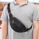 Genuine Leather Waist Bag for Running Fashion Cowskin Men's Chest Bag Waist Bag Single Shoulder Backpack Male Chest Pack Small
