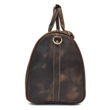 Men Vintage Crazy Horse Leather Travel Bag Big Real Leather Weekend Bag Zip Around Cow Leather Duffle Bag Hand Luggage Bag