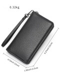Men's first layer cowhide clutch bag Men's leather long wallet multi-functional causal fashion clutch bag long purse with strap