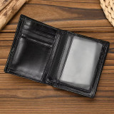 2025 New Style Men's Leather Wallet Real Cowskin Short Purse Dropshipping Popular Style Card Wallet Male Bifold Purse For Cards