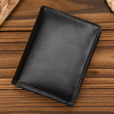 2025 New Style Men's Leather Wallet Real Cowskin Short Purse Dropshipping Popular Style Card Wallet Male Bifold Purse For Cards