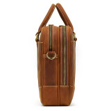 Men Leather Briefcase Bag 14  Computer Laptop Bags Thick Cow Skin Business Bag Vintage Style Men Male Bag Daily Working Totes