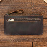 Men Women's Leather purse cellphone pouch iphone bag single zipper long purse slim wallet for coins man woman for card cash