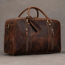 New Designer Men's Travel Bag Duffle Bags 100% Natural Cowskin Leather Weekend Bag Large Capacity Baggage Bag for Male Retro