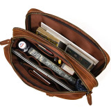 Men Leather Briefcase Bag 14  Computer Laptop Bags Thick Cow Skin Business Bag Vintage Style Men Male Bag Daily Working Totes