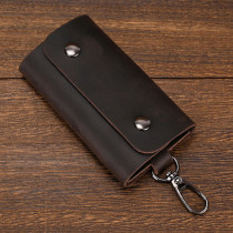 100% Crazy Horse Leather Keycase Bag Cowhide Men Women Key Wallet Clip Car Bag Genuine Leather Retro Fashion Key Cases Wholesale