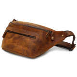 Newsbirds High Quality Vintage Leather Chest Bag Waist Bag Natural Cowskin Male Casual Bag Outdoor Small Bags For Men Waist Pack