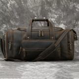 Big Capacity Leather Baggage Bag For Men Male Travel Bag Duffle Bags Weekender Bags On Luggage Over Night Handbags For Man