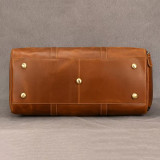 Custom Name Mens Leather Travel Duffle Bag Cow Leather Men's Weekender Bags Real Cowskin Leather Handbags For Travelling Outdoor