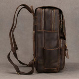 Crazy Horse Leather Laptop Bagpack Vintage Handmade Leather Double Shoulder Bag For Men Male Leather Backpack Dropshipping
