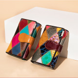 Elegant ladies hand wallet short purse color splicing coin purse multi card luxury first layer cowhide money clip purse designer