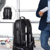 Thick cowhide backpack 17   laptop backpacks cowskin computer bag business travel leather backpack men's bagpack Big Capacity