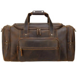 MAHEU Large Travel Bag Genuine Leather Vintage Style Luggage Bags Men Male Duffle Bags Travelling Bag Weekender Bags for man