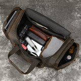 Big Capacity Leather Baggage Bag For Men Male Travel Bag Duffle Bags Weekender Bags On Luggage Over Night Handbags For Man