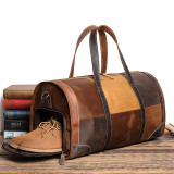 Men Women Leather Travel Bag for women men soft cowskin duffle bags leather hand luggage travel shoulder bags weekender Bag