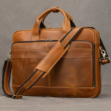 Real Cowskin Men's Shoulder Bags Genuine Leather Bussiness Laptop Bag 15.6 16 17.3 Inch Computer Bag Men Briefcase Bags Vintage